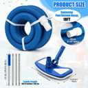 3 Pcs Pool Vacuum Cleaning Kit Flexible Pool Vacuum Head with 1-1/2" x 18ft Hoses and 13.7ft Adjustable Pole Cleaning Supplies for Inground Swimming Pond Spa Hot Tub(Butterfly Head)