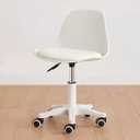 Small Cute Swivel Armless Chair, Padded Cushion, Height Adjustable for Home Office Study Vanity (White)