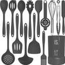 Silicone Cooking Utensils Set - 446F Heat Resistant Kitchen Utensils,Spatula Sets,Turner Tongs,Spoon,Kitchen Utensil Gadgets Tools Set for Nonstick Cookware,Dishwasher Safe BPA Free (Gray)