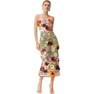 3D Floral Embroidery Prom Dresses for Women Long Strapless Flower Appliques Tulle Formal Evening Party Gowns 6
