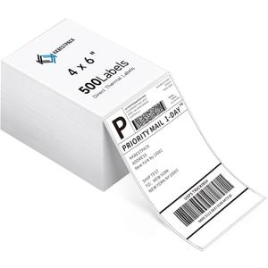 KKBESTPACK Fan Fold 4x6 Direct Thermal Shipping Labels (500 Labels)