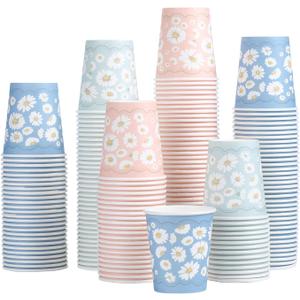 Lamosi 3 oz Bathroom Cups 300 Pack, 3 oz Paper Cups, Mouthwash Cup, Mini Paper Cup for Parties, Picnics, Barbecues, Travel and Events (3OZ, Daisy)