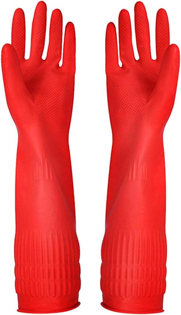 Rubber Cleaning Gloves Kitchen Dishwashing Glove 3-Pairs,Waterproof Reuseable.(Medium)