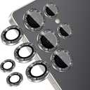 Compatible for Samsung Galaxy S23 Ultra Camera Lens Protector (5-Pack) - Sparkling Glitter Bling, Anti-Scratch Camera Cover with 9H Tempered Glass for Women, Case Friendly, (Black)