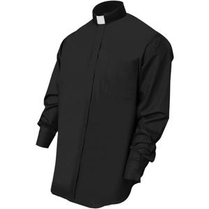 CLERKMANS Men’s Clergy Priest Shirt Long Sleeves, Free Tab Collar Insert for Pastor Preacher Minister Costume Button Shirt, Size 2 XL