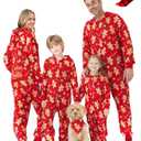 PATPAT Matching Family Christmas Onesie Pajamas  Holiday Hooded Jumpsuit Sleepwear PJs Couples Xmas Loungewear with Socks (Medium, Red Gingerbread)