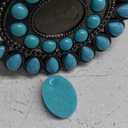 GORGLITTER Women's Western Leather Belt Vintage Turquoise Buckle Waist Belt for Dress