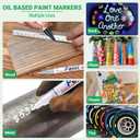 Oil Based Paint Pen, Permanent Paint Marker: Quick-Dry, Waterproof Marker Set of 12 for Rock Painting, Glass, Fabric, Ceramic, Wood, Metal, Mug, Plastic, Stone, Christmas Art Craft Supplies Kit