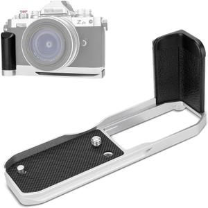 Z fc Handgrip, Metal L-Shape Grip L Bracket Holder for Nikon Z fc Zfc Camera,Replaces Extension Grip for Z fc-GR1,with Quick Release Plate for Arca & 1/4"-20 Tripod Hole & Hand Strap Hole - Silver
