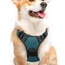 Eagloo Dog Harness Medium Sized Dog, No Pull Service Vest with Reflective Strips and Control Handle, Adjustable and Comfortable for Easy Walking, No Choke Pet Harness with 2 Metal Rings, Dark Green, M
