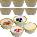 Small Earthenware Ramekins Custard Bowls, 10 Pack Mini Dipping Sauce Cups Pinch Bowl, Little Kitchen Condiment Ingredient Prep Salad Dishes, Dishwasher Microwave Freezer Safe