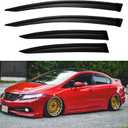 Window Visors Rain Guards for 2012 2013 2014 2015 Honda Civic, Out-Channel Window Vent Wind Deflectors Visors Shades for 12 13 14 15 Civic Sedan