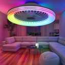 24" Low Profile Bladeless Ceiling Fans with Light, Enclosed Flush Mount Ceiling Fan with RGB Lights, Dimmable Color Changing LED Ambient Light, Smart Remote/APP/Voice Control