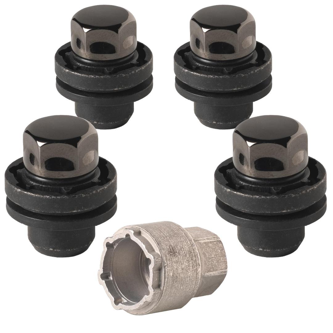 Farad GalaxyLock 382/MX Black Chromed Lug nut Wheel-Locks Kit Suitable for Toyota Camry (M12 X 1.5 Thread Size) - Set of 4 Lug Nuts + 1 Key
