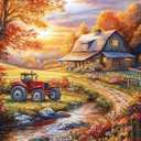 Pavemlo 5D Diamond Art Kits for Adults House Tree, Full Drill Diamond Art Autumn Pictures Paint with Diamonds, DIY Cross Stitch Jewel Art Rhinestone Craft for Home Wall Decor 12x16 Inch