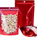 100PCS Mylar Bags for Food StorageResealable Bags for Small Business with Clear Windonw,4x6 inch Smell Proof Bags Stand Up Zipper Pouches Aluminum Foil Sealable Bag for Packaging Cookie,Snack