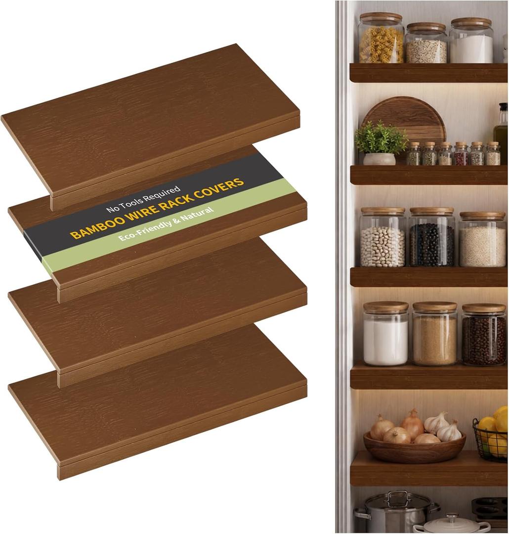Wire Shelf Covers,34" W x 16" D,4pcs,Walnut