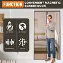 Magnetic Screen Door Mesh, Easy Install, Heavy Duty Fiberglass,Self Sealing Door Screen for Single Door Size 36 x 80 Inch, Screen Door Size 38 x 82 Inch