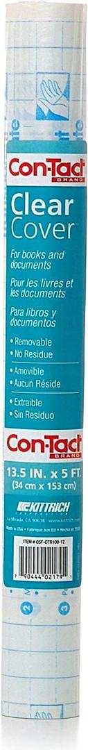 ConTact Brand Clear Adhesive Protective Liner, Protect Books and Documents, Easy to Apply Book Cover, 13.5'' x 5' 2pcs