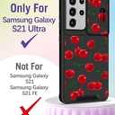 Buleens for Samsung Galaxy S21 Ultra Case 6.8 Inch - with Ring Stand & Camera Cover Aesthetic Cute Designed Women Girls Girly Kawaii Cherry for Samsung S21 Ultra 5G Case Compatible with Magsafe