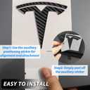 Metal Emblem for Tesla Model Y Juniper 2026+, Logo Cover Anti-Fade, All-Weather, Easy Install, Multiple Colors for Tesla Y Juniper Accessories (Front, Black Carbon Fiber Pattern)