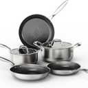 COOKER KING Pots and Pans Set Non Stick, Kitchen Cookware Set, Induction Cookware Set, Health Non Toxic Cooking Pan Set PFOA Free Includes Pots, Pans with Glass Lid, Compatible with All Stoves(Black)