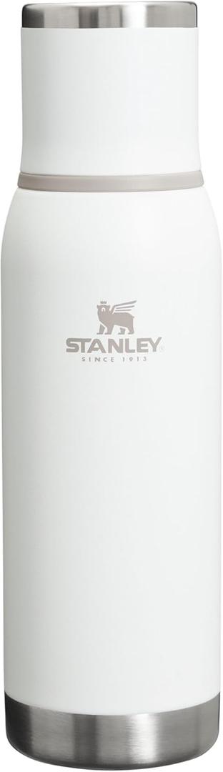 Stanley Adventure-To-Go Vacuum Bottle 25 oz | Wide Mouth with Leakproof Cup Lid | Keep Drinks Hot or Cold | Packable for Travel | Insulated Stainless Steel Thermal Bottle | BPA-Free | Frost White