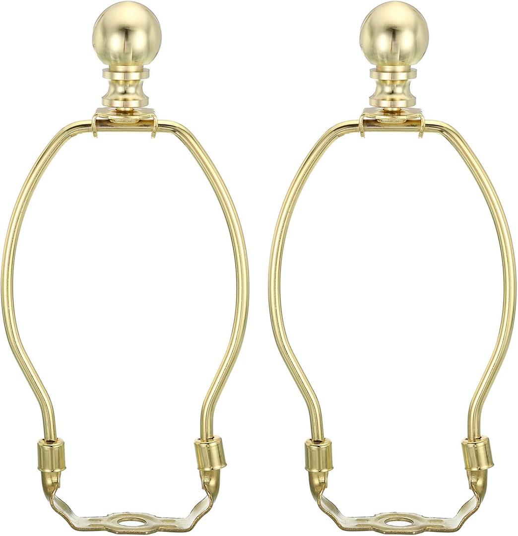 PATIKIL 6 Inch Lamp Harp Kit with Finial, 2 Set Detachable Shade Bracket Holder, DIY Lighting Accessories for Table Floor Lamps, Gold Tone