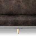 molasofa Leather Like Stretch Futon Slipcover Armless Futon Bed Sofa Cover Furniture Protector with Elastic Bottom, Soft and Washable Futon Cover for Sofa Bed Stay in PlaceX LargerDark Brown