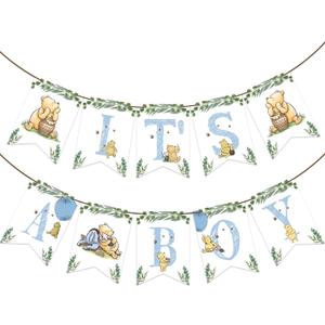 Winnie IT'S A Boy Banner for Baby Shower Decorations Boys Baby Shower Banner for Boys Party Birthday Decorations