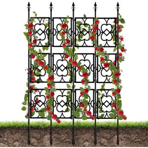 4 Sets Garden Trellis for Climbing Plants, Kalolary 5.5FT Plastic Love Screen Plant Trellis Frame for Potted Plants Rustproof Thicken Cucumber Trellis Stand for Vines Flowers Vegetable Indoor Outdoor