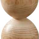 Hourglass Shape Wooden Side Table, Hand Carved Rustic Stump End Table, Natural Round Coffee Table, Indoor Outdoor Wood Stump Stool(Color:Log Color)