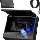 Biometric Gun Safe For Handgun, Pistol Safe with Fingerprint/Backlit Keypad/Keys, 3 Quick Access Handgun Safe fits 2-3 Pistols, Gun Case with Interior LED Cable for Nightstand Car Large Size