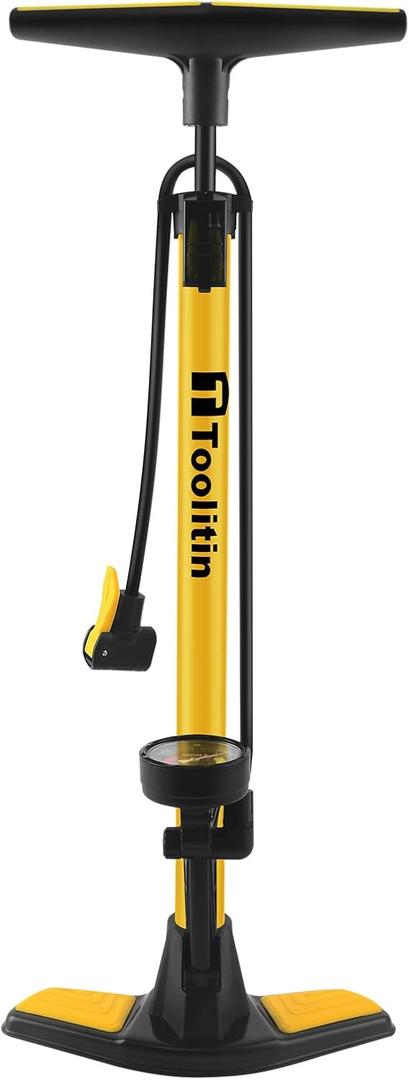 Bike Pump with Gauge,High Pressure,Floor Bicycle Pump Compatible with Presta and Schrader Valve,Bike Tire Pump for Road Bike,MTB,Hybrid,Balls
