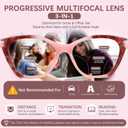 4 Pack Progressive Reading Glasses for Women, Blue Light Blocking | 3-Zone Multifocal Lenses, Oversized Design, Lightweight Plastic Frame, Flexible Spring Hinges, Reading & Computer Use