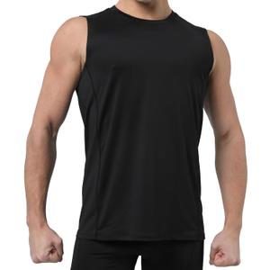 Mens Sleeveless Workout Tank Top - Quick Dry Gym Muscle Shirt for Running Fitness Basketball Outdoor Sports (Black, XXL)