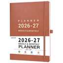 Planner 2026-2027 - 2026-2027 Planner Weekly and Monthly, 8.5" x 11", July 2026 - June 2027, Faux Leather Cover, Pen Holder, Pocket, 25 Notes Pages, A4 Premium Paper - Brown