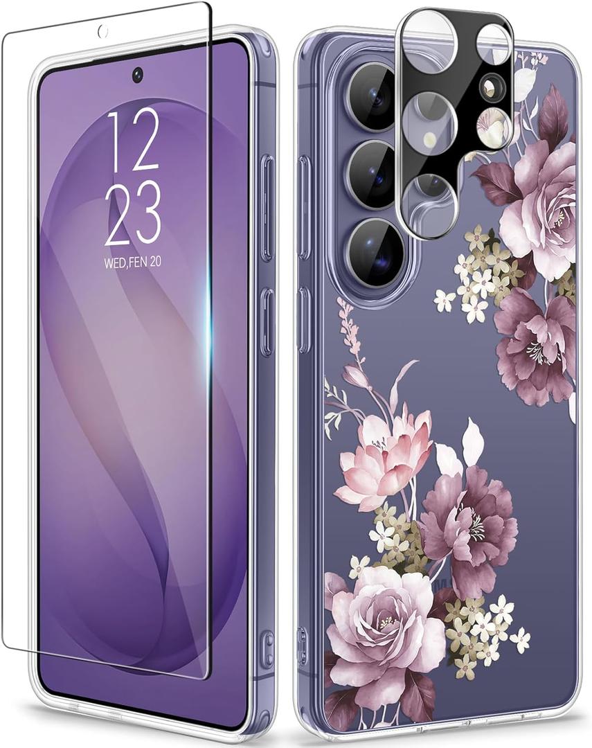 GVIEWIN for Samsung Galaxy S26 Ultra Case, Clear Floral Slim Shockproof Protective Women Phone Case, Non-Yellowing, with Screen Protector & Camera Lens Protector for S26 Ultra 6.9", Cherry Blossoms