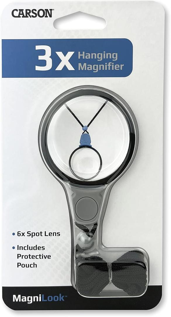Carson MagniLook 3x Pendant Magnifier with 6x Spot Lens & Neck Cord (LK-10)
