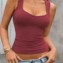 LYANER Women's Ribbed Knit Sexy Tank Tops Burgundy X-Small (Red, XS)