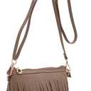 FashionPuzzle Small Fringe Crossbody Bag with Wrist Strap (Taupe)