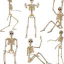HYRIXDIRECT 6 Pcs Posable Halloween Skeleton Decor, 16 Inch Small Hanging Skeletons for Halloween Decor, Haunted House Graveyard Props