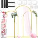 Metal Arch Backdrop Stand ,Set of 3 (7.2 ft/6.6 ft/6 ft) Square Wedding Arch Frame Gold Balloon Arch Stand for Wedding/ Birthday Party/ Baby Shower/ Graduation Ceremony Banquet Decoration