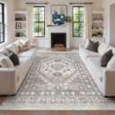 zesthome 9x12 Area Rugs,Stain Resistant Washable Rug,Ultra-Thin Rugs for Living Room,Bedroom,Non-Slip Backing Home Decor Large Area Rug (Brown/Beige,9'x12')