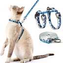 Cat Harness and Leash Set - Escape Proof Adjustable Cat Harness, Comfortable Soft Lightweight, Use Safe & Easy, Walking Travel Kitten Harness for Small Medium Large Cats (Blue Glacier Penguin)