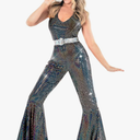 Morph Disco Costume Women - 70s Retro Jumpsuit Costume For Parties & Halloween - 70s Disco Outfits For Women S