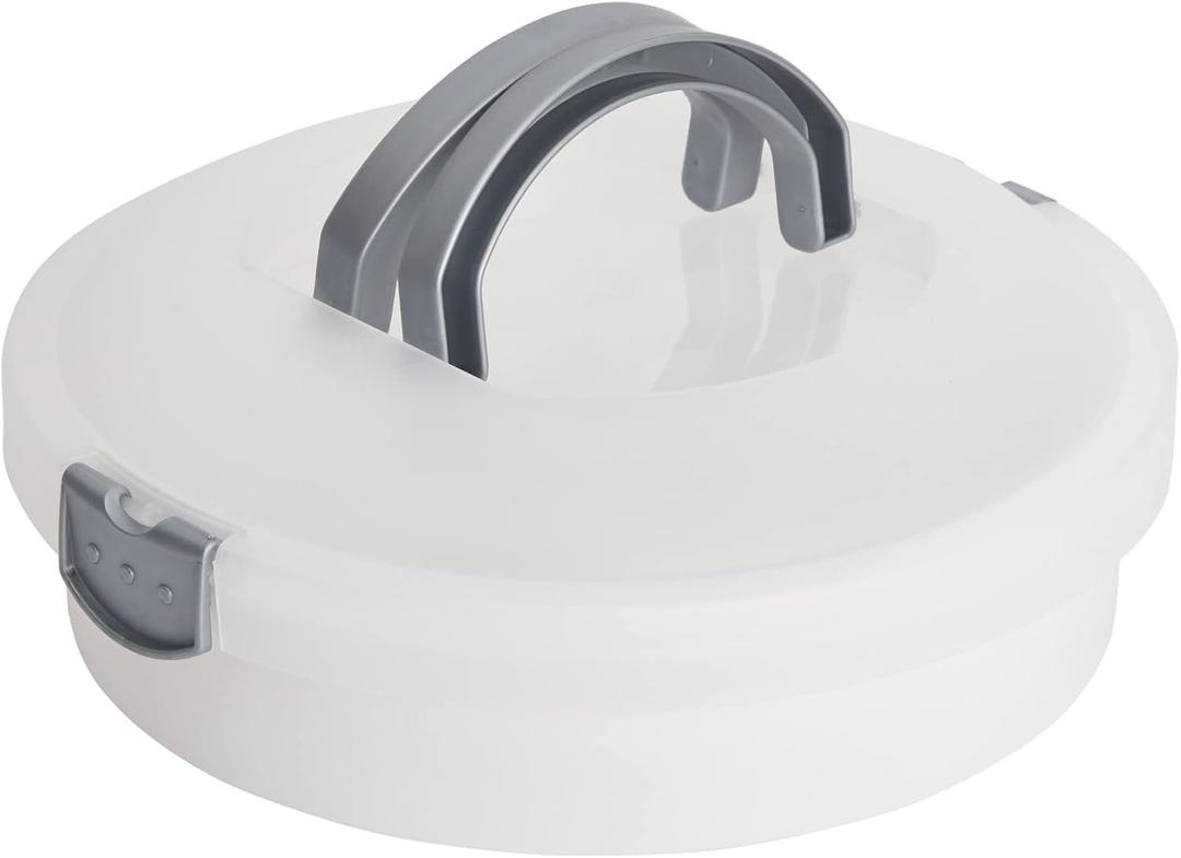 Juvale Pie Carrier with Lid & Handle - 12 x 4 in, White Round Plastic - Reusable Plastic Pie Container with Lid for Transport - Cake Carrier & Round Cake Holder