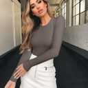 OQQ Womens 3 Piece Long Sleeve Tops Crew Neck Stretch Fitted Underscrubs Layer Tee Shirts 2025 Casual Outfits (S)