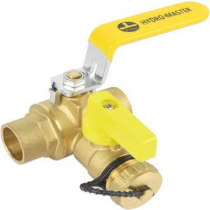 HYDRO MASTER 3/4" Sweat Full Port Ball Valve w/Drain & Reversible Handle, Lead-Free Brass, 3/4 Inch T-Flow, Sweat Connection HYDRO MASTER 3/4" Sweat Full Port Ball Valve w/Drain & Reversible Handle, Lead-Free Brass, 3/4 Inch T-Flow, Sweat Connection