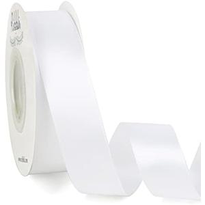 Ribbli Double Faced White Satin Ribbon,1” x Continuous 25 Yards,Use for Bows Bouquet,Gift Wrapping,Floral Arrangement